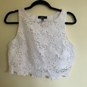 White formal floral lace 2 piece set from Lulus’s